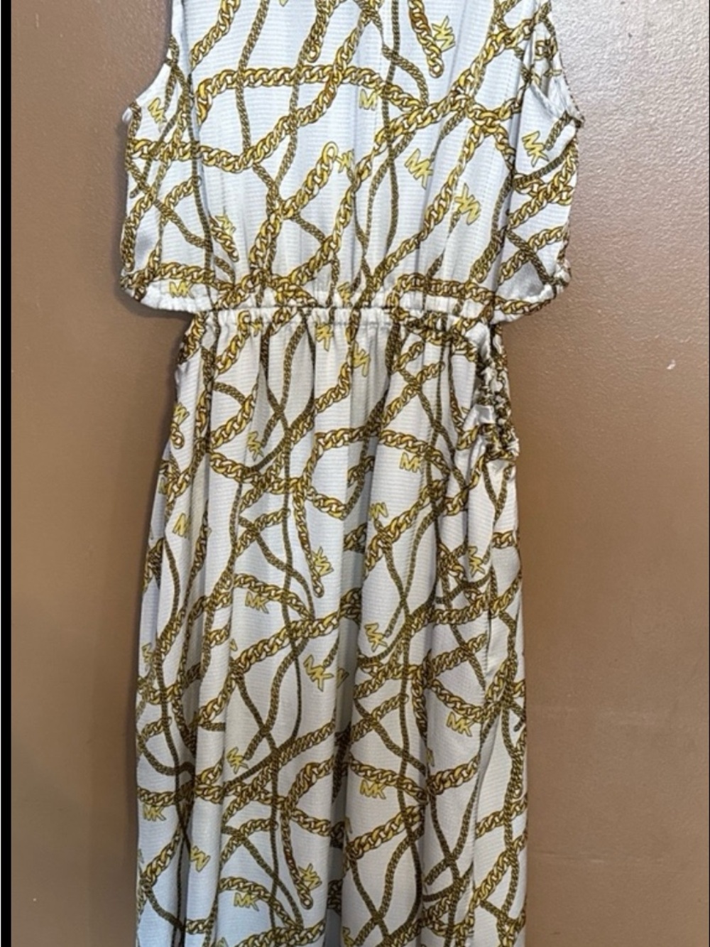 Michael Kors White Dress with Gold Chain Print - Sleeveless Casual